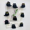 6pcs Kawaii Chubby Black Cat Fridge Magnets, Decorative Plastic Resin, Multi-Use for Kitchen and Office, Ideal Holiday Gift