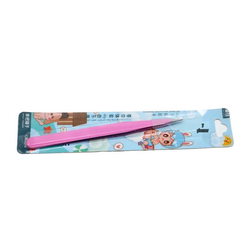 Colorful Cartoon Mini Tweezers for False Eyelashes with Straight/Bent Tip in Paper Card Packaging
