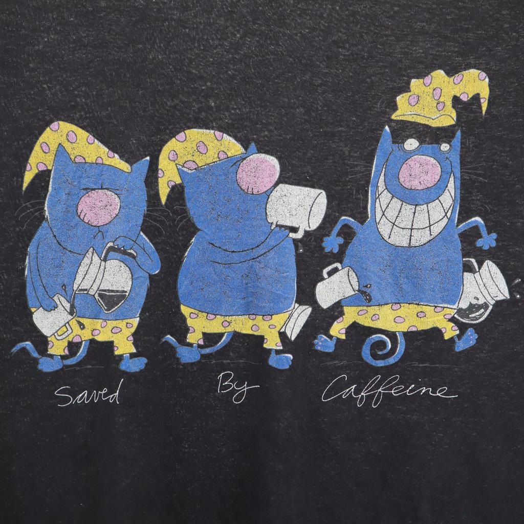 Vintage 80s Animal Pattern Cat Short Sleeve Long T-shirt Men's Used