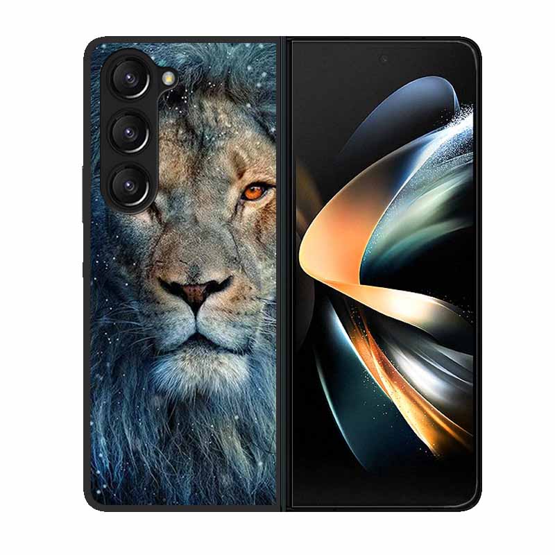 For Samsung Z Fold 6 Phone Case Cover Wolf Black Plastic Hard Back Cover Case For Samsung Galaxy Z Fold6 Fold 4 3 2 5 Case Funda