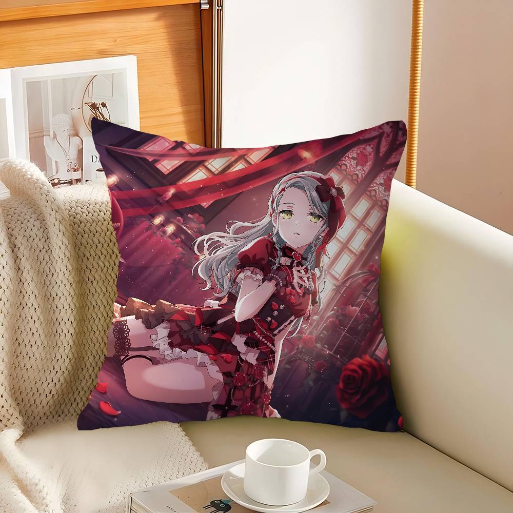 

R-Roselia Anime Cushion Cover Car Throw Pillow Case For Sofa Car Christmas Gift 40x40cm 45x45cm 12x12Inch
