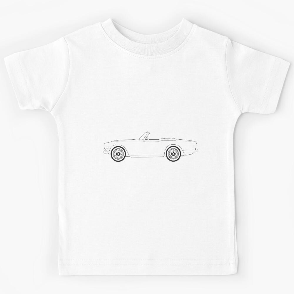 Classic TR6 Roadster Outline Art | British Vintage Sports Car Design Kids T-Shirt 100