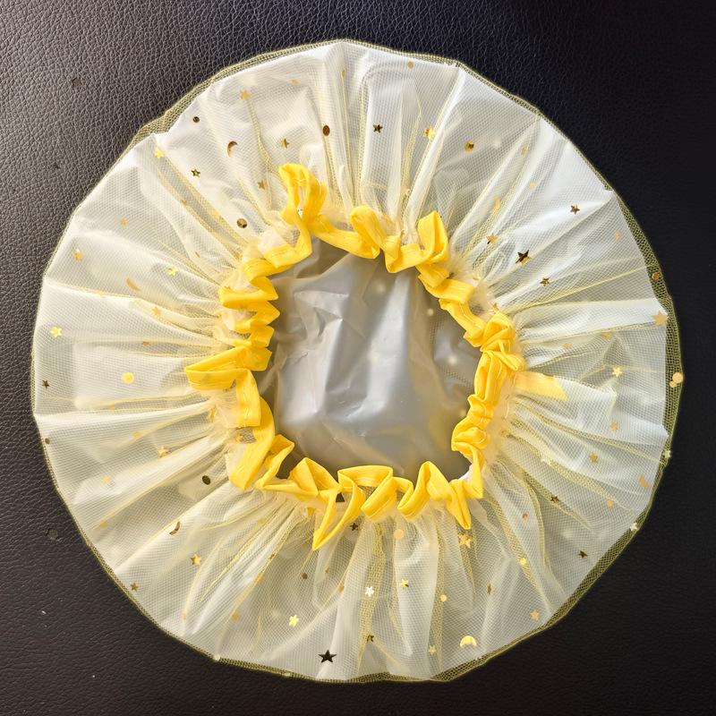 Vodotěsná síťovaná koupací čepice ve stylu korejském pro ženy – Dvouvrstvá PEVA koupací čepice