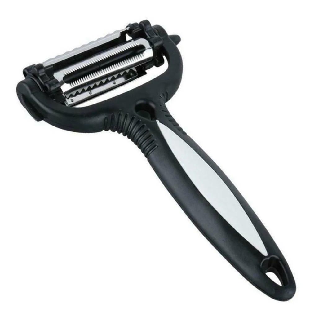 

3-в-1 из нержавеющей стали овощечистка бытовая многофункциональная резка для огурцов, моркови, фруктов, дыни, строгальный станок кухонные принадлежности чёрный