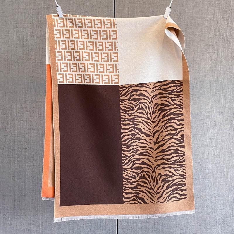 Autumn and Winter New Leopard Print Zebra Pattern Splicing Jacquard Scarf Women's Thickened Warm Neck Protection Scarf Shawl Outer Cover