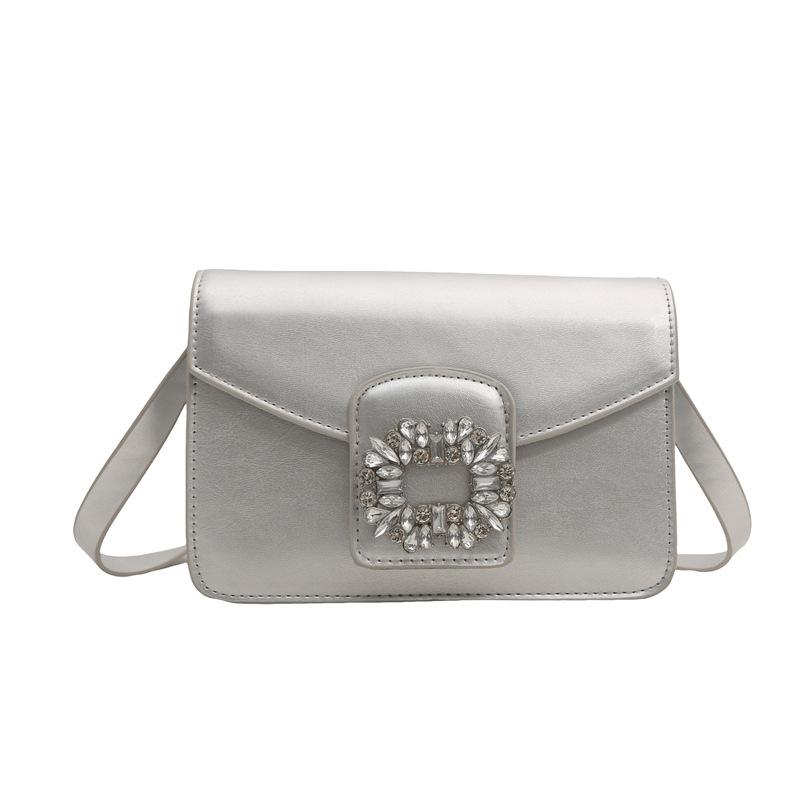 

Модна маленька квадратна сумка, інкрустована діамантами, нова жіноча сумочка в національному стилі 2024 року, жіноча сумка з текстурою в іноземному стилі, сумка через плече срібний