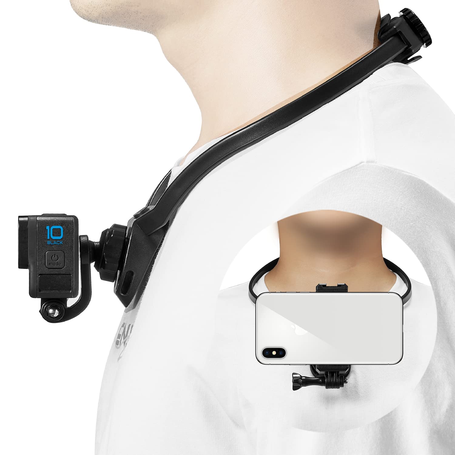 

EaxanPic Action Camera Smartphone Necklace GoPro Neck Holder Mount for Compatible with GoPro HERO MAX Osmo and Smartphones Mount, GoPro, сірий колір