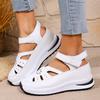 Summer new slope heel sandals bag head hollow breathable women's large size muffin thick sole Velcro women's shoes