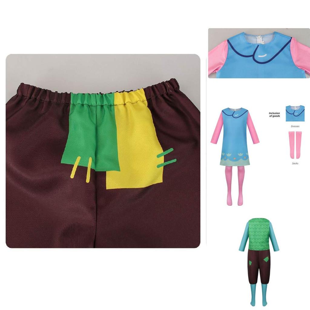 Cute Fantasy Trolls Cosplay Costume Poppy Dress Anime Halloween Stage Outfit