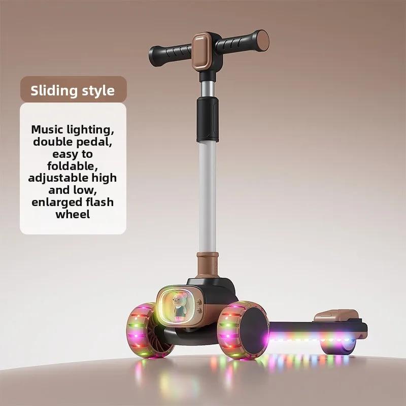 Outdoor New Riding Scooter Big Model Teenage Mobility Scooter Flash Toy Car Folding 2-In-1 Multi-Function Pedal Scooter Folding