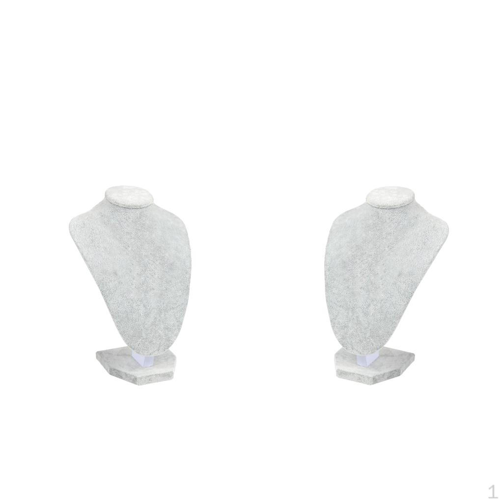 

2 Pcs Velvet Wooden Necklace Display Bust Stand - Jewelry Holder for Necklaces Chain, Choker,