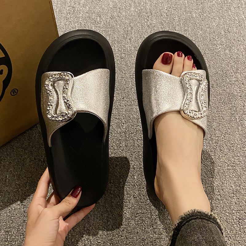 Fashion 2025 Summer New Woman Round Flat Shoes Comfort Thick Bottom Women Slippers Simple Versatile Women's Sandals Sandalias De Mujer
