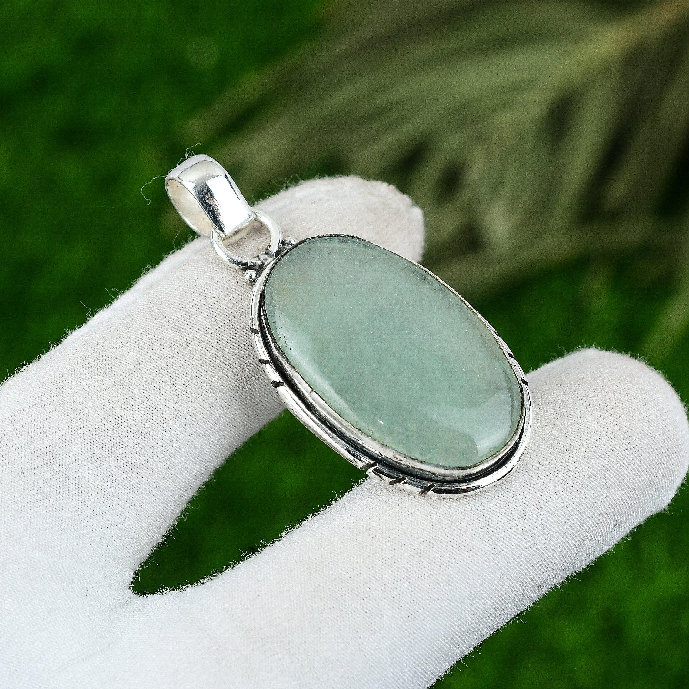 

Oval Natural Aquamarine March Birth Mother Pendant Jewelry 925 Sterling Silver