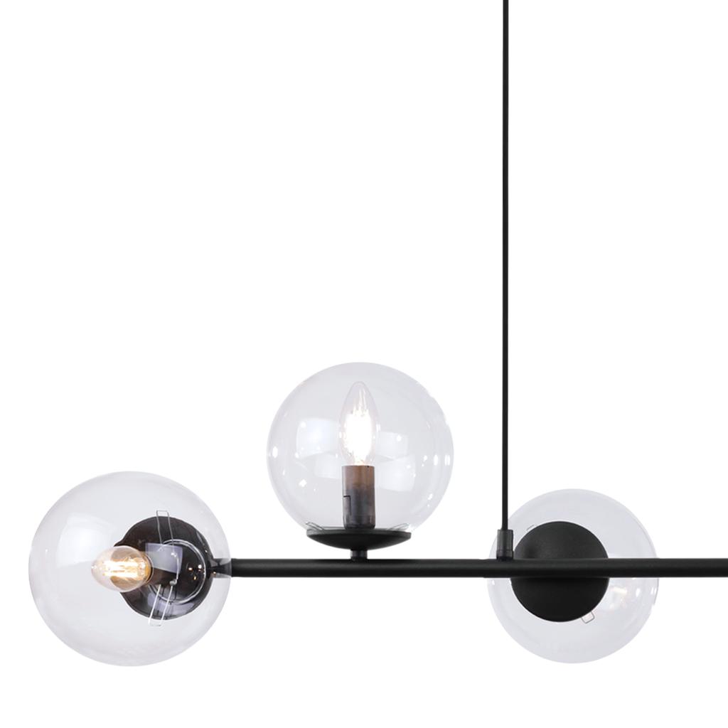 Siena Black Hanging Lamp 6-Flat Clear Lamp E14