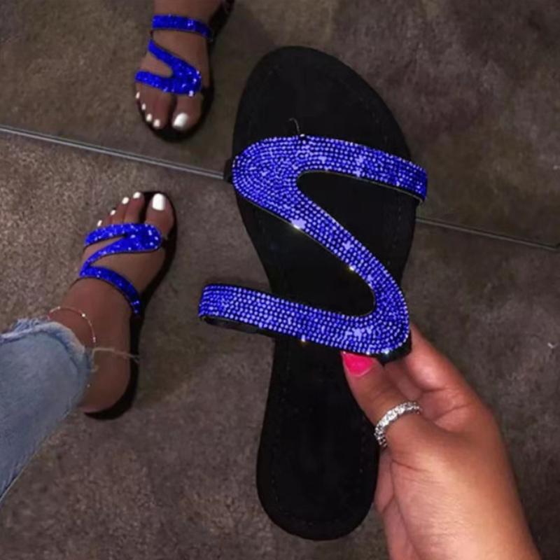 Sexy Women Sandals Summer Beach Shallow Mouth Rhinestones Fashion Rome Ladies Party Comfortable Light Shoe