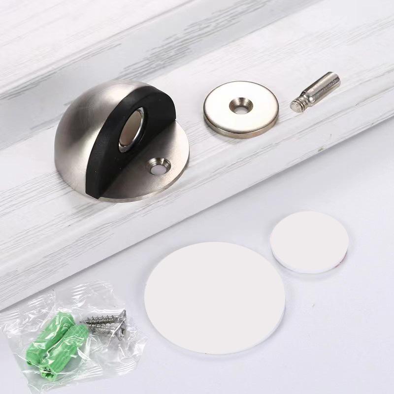 Genuine Stainless Steel Magnetic Door Stopper with Rubber Semi-Circular Anti-Collision Design