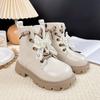 Autumn 2025 Girls' Beaded Bow Martin Boots - Short Leather Fashion Boots for Little Girls
