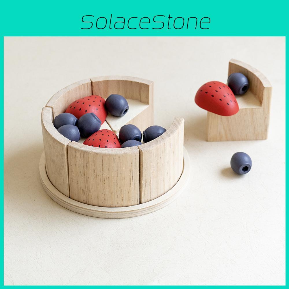 Wooden Simulation Blueberry Strawberry Cake Model Children Toy Set For Imaginative Learning