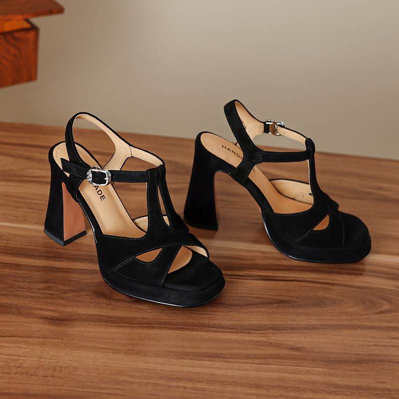 

Krazing Pot Замшевые туфли-пип-то из овчины, размер 40, на толстом каблуке, свадебные, супервысокий каблук, ремешки с пряжками, винтажные осенние туфли 34