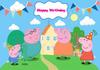 Cartoon Peppa Pig Happy Birthday Backdrop Pink Pig Family Kids Photo Background Banner Boys Girls Baby Shower Party Decor Props