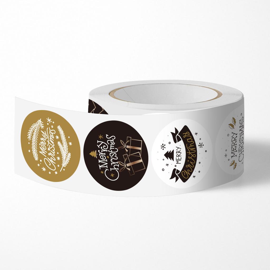 500 Stickers Merry Christmas Stickers Roll - 8 English Patterns,Round Shape for Gift Wrapping, Scrapbooking Gift Packaging Label