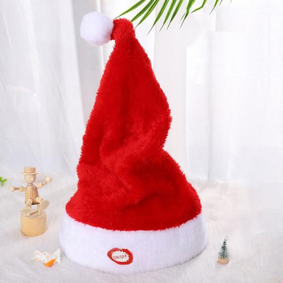 Electric Christmas Hat Plush Singing Dancing Santa Hat Funny Light Up Swing Velvet Hat