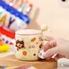 Birthday Gift Mug with Lid Spoon Cup with Good Looks Girl Drinking Water Cup with Ceramics for Breakfast Coffee Cup