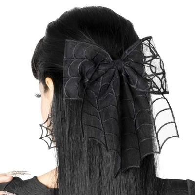 Halloweenské síťované mašle do vlasů Černé pavučinové mašle do vlasů Sponky do vlasů Roztomilé doplňky do vlasů pro ženy Dívky Halloweenské párty drobnosti