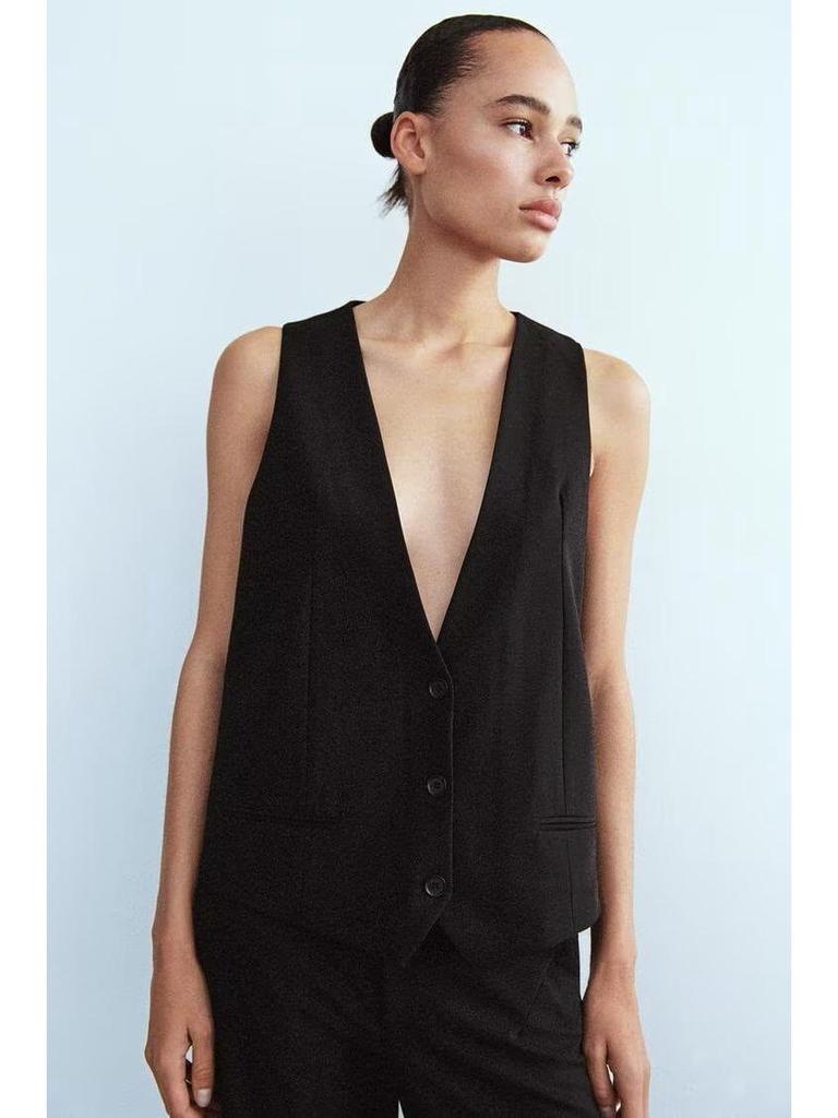 2025 Spring European & American Style French Silk Satin Sleeveless Women's Vest Set