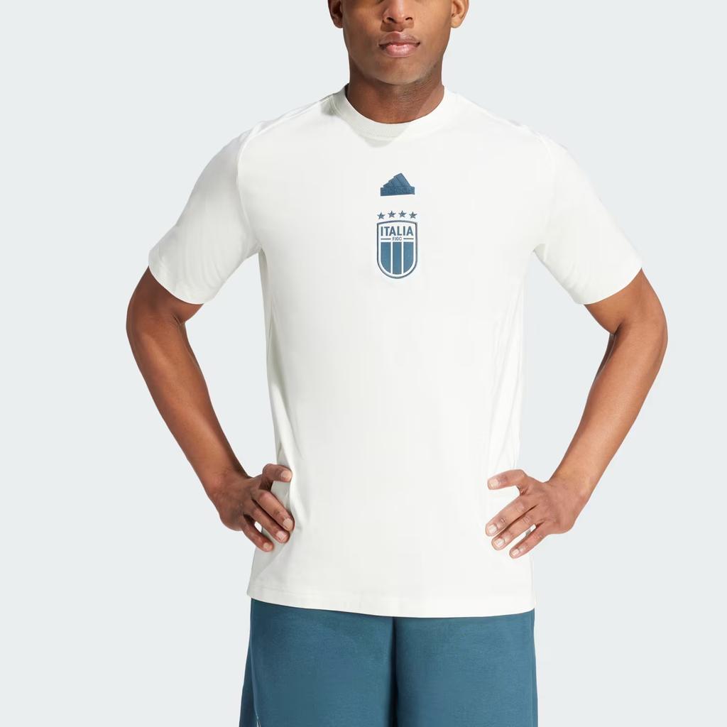 Adidas Italy National Team Football Casual Printed Raglan Sleeve T-Shirt Men Tops White IU2120