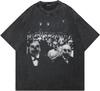 Men Streetwear Vintage Washed Black T-Shirt Animal Graphic Doberman Dog Tee Shirt Unisex Unisex T-Shirt