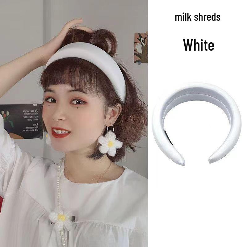 Fascia Estiva Monocolore Coreana con Bordo Ampio e Testa in Spugna per Donna - Accessorio per Capelli Sottile per la Parte Superiore del Cranio
