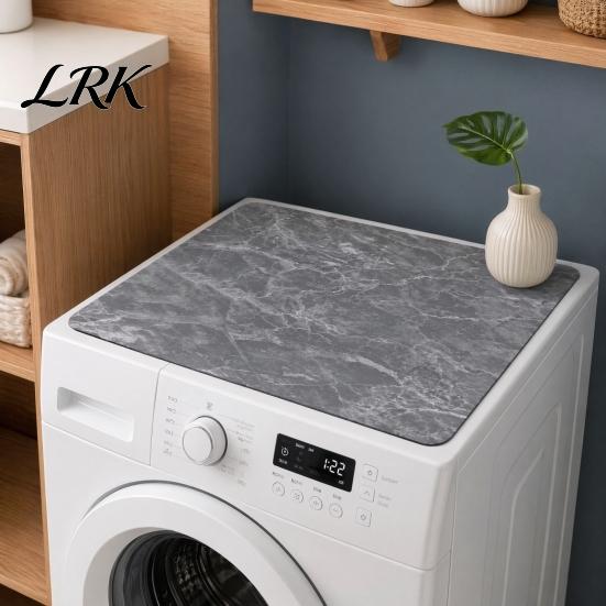 Washing Machine Surface Guard Washer Top Protector Mat, Dryer Cover, Flowers or Marble Protective Pad Pattern, Non-Slip Highly Absorbent Mat