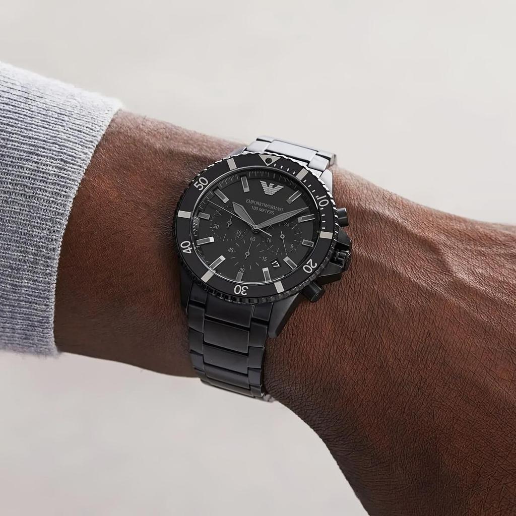 Emporio Armani AR11363 Herren-Chronograph, komplett in Schwarz