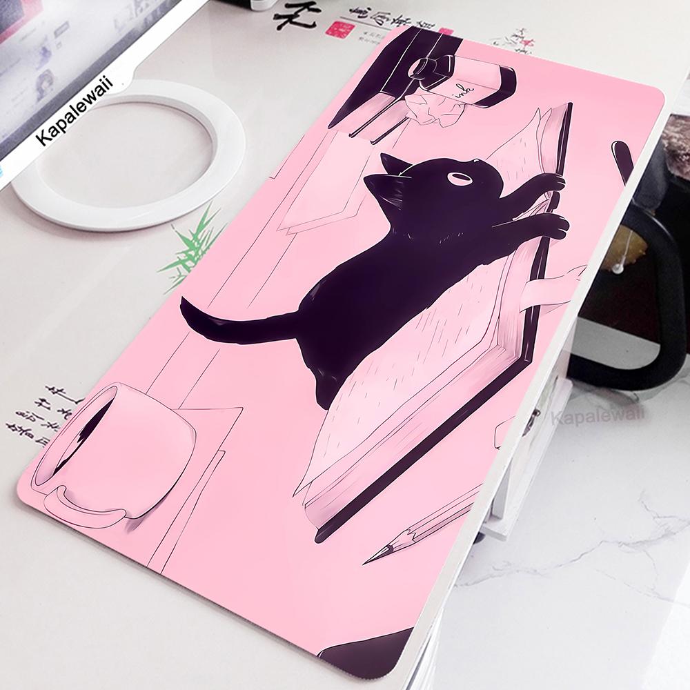 Large Pink Mouse Pad Kawaii Cute Cat Mousepad XXL Anime Deskmat AntiSlip PC Mouse Mat Big Keyboard Pads Table Carpet Xcm