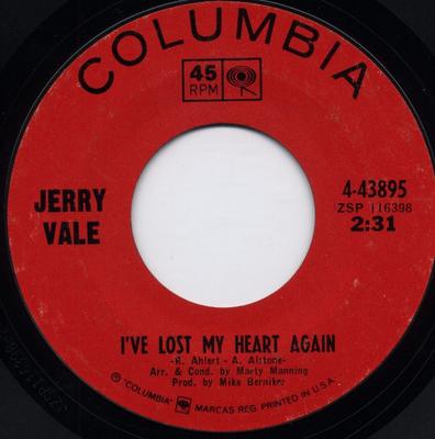 7inch Record JERRY VALE - I've Lost My Heart Again 443895 Columbia 1966 US Pop Used