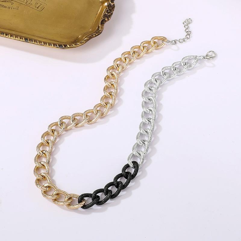 Hip-Hop Necklace, Cuban Collarbone Chain, Punk Metal Exaggerated Necklace, Sweater Chain For Women