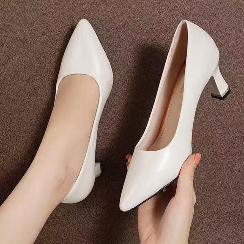 

Натуральная мягкая кожа новая весна тонкий каблук острый носок мелкий вырез темперамент женские маленькие кожаные туфли средний каблук туфли-лодочки женские 35 абрикосовый