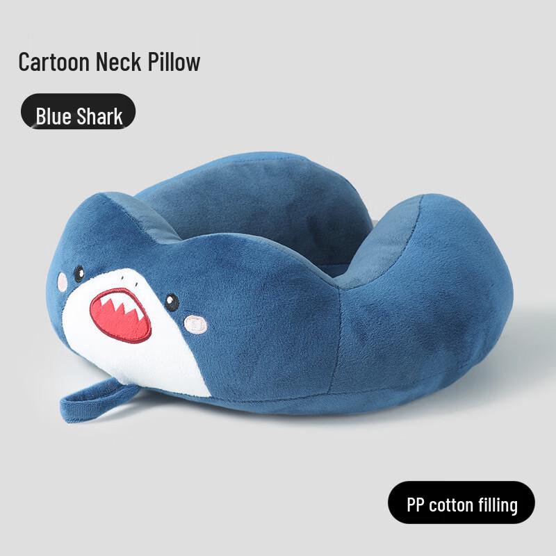 Cartoon Blue Shark U-Shaped Travel Neck Pillow