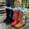 Herbst- und Winterschuhe: Dicke Fleece-Schuhe, Verdickte Schneestiefel, Stiefel mit klobigem Absatz und runder Spitze