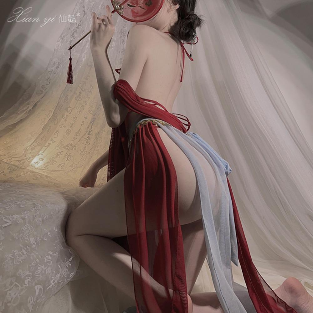 Xianyi Erotic Underwear Pure Desire Butterfly Shawl Exotic Hanfu Seduction Sexy Mesh Passion Free Set 581