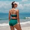 CHARMLEAKS Sportliches, lässiges Crop-Bikini-Set für Damen, zweiteiliger Badeanzug mit Farbblock-Motiv
