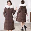 Women's Over-the-Knee Long Down Coat with Fur Collar - Winter 2025 Korean Style Cotton-Padded Jacket