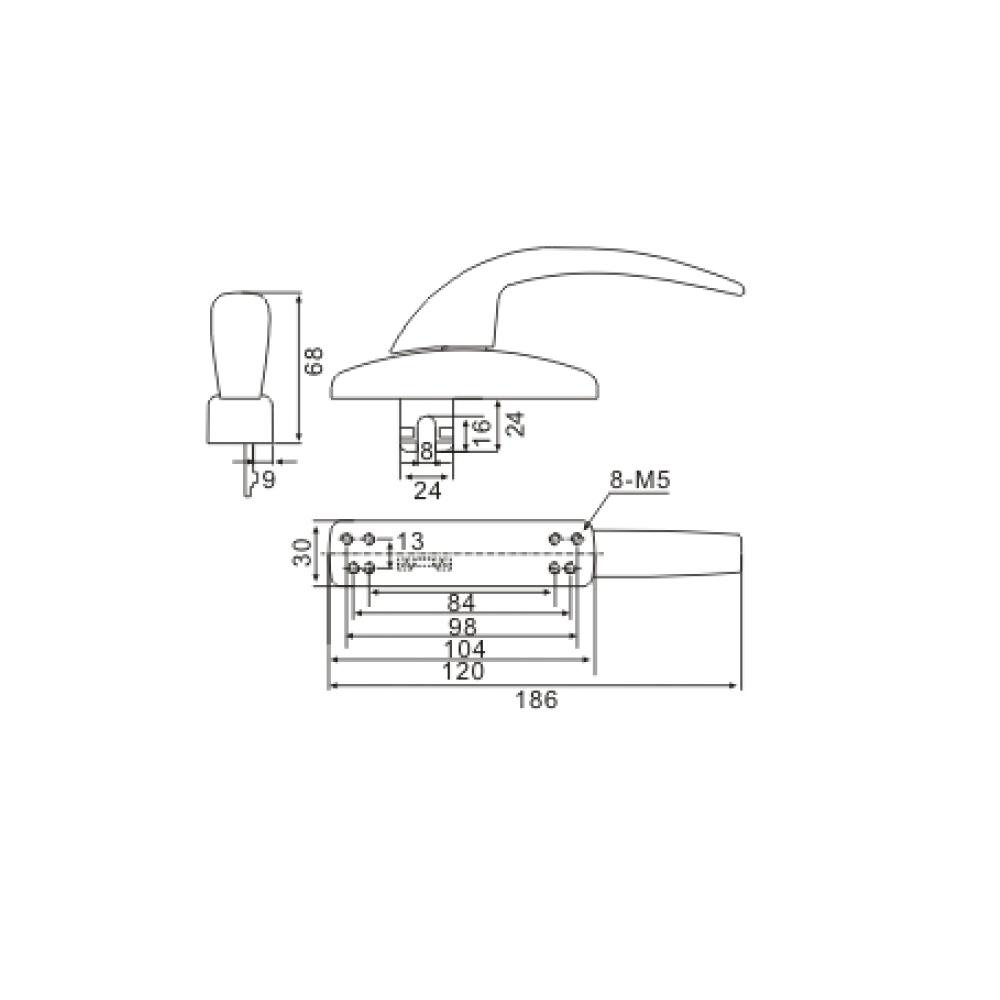 European Style Handle with Internal Opening Aluminum Doors and Windows Upvc Concealed Grip Window Handle