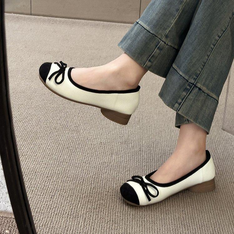 French thick heel gentle fairy single shoes women's shoes 2025 new summer evening wind ladyshoes temperament Doudou shoes