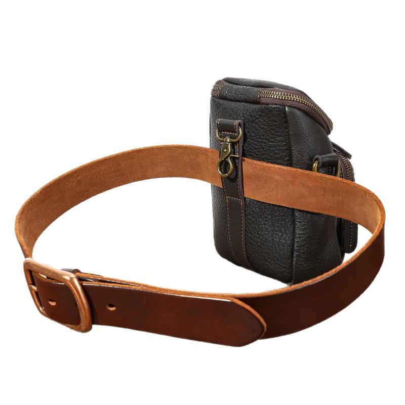 Genuine Leather Men's Waist Bag Single-shoulder Crossbody Bag Men's Waist Bag