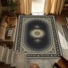 Opulent Persian Oval Medallion Area Rug Non Slip Washable Floor Carpet with Intricate Border Design for Living Room Bedroom