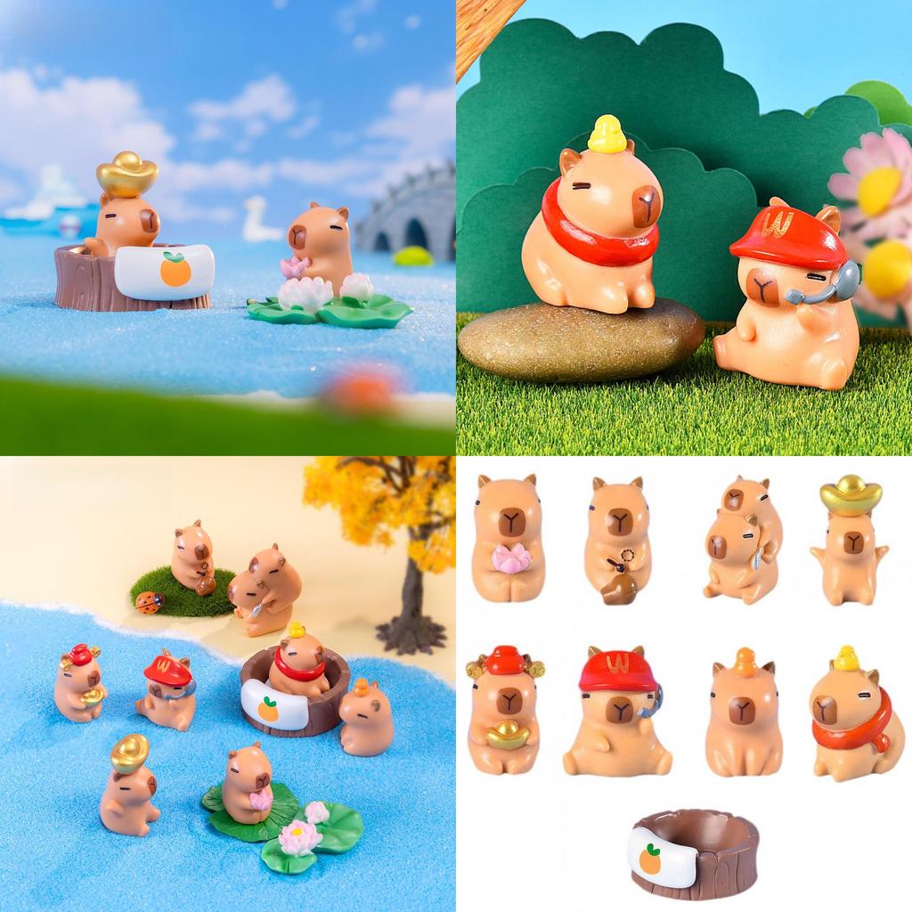 Adorable Capybara Figurine Resin Blind Box Desktop Decor Cartoon Style