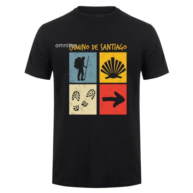 Buen Camino De Santiago St James Way Pilgrim Hiking Spain Tshirt Oneck Cotton Short Sleeve T Shirts Tops Hj116