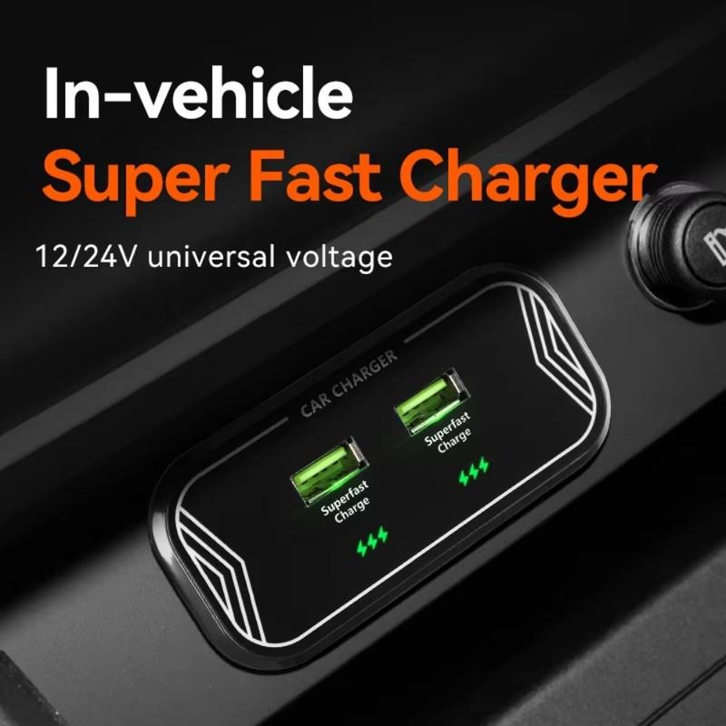 Fast Car Charger Dual Port USB Socket 12-24V Input 45W Phone Chargers For Vehicle Interior Car Electronics Accessories